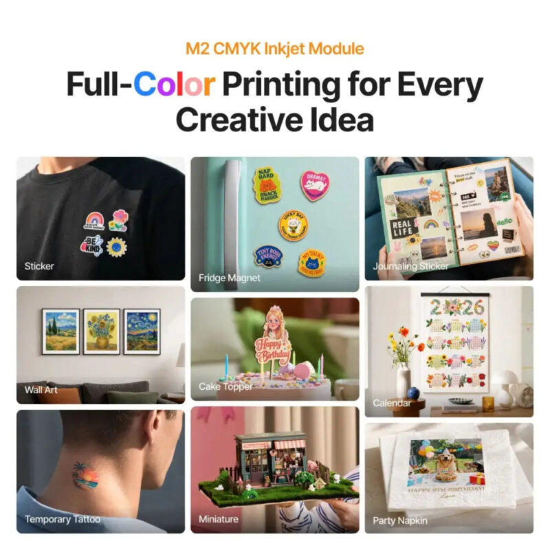 xTool M2 CMYK inkjet full-colour printing: stickers, magnets, wall art, calendars and more xTool M2 CMYK inkjet full-colour printing: stickers, magnets, wall art, calendars and more